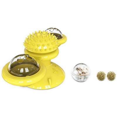 New Design Hot Sale Windmill Turntable Cat Scratch with Brush Pet Cat Toys